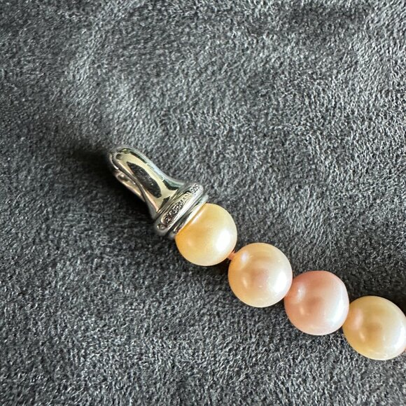 David Yurman Bijoux Pastel Pink & White Pearl Necklace w/ Diamonds - 9mm - 16" - Picture 12 of 14